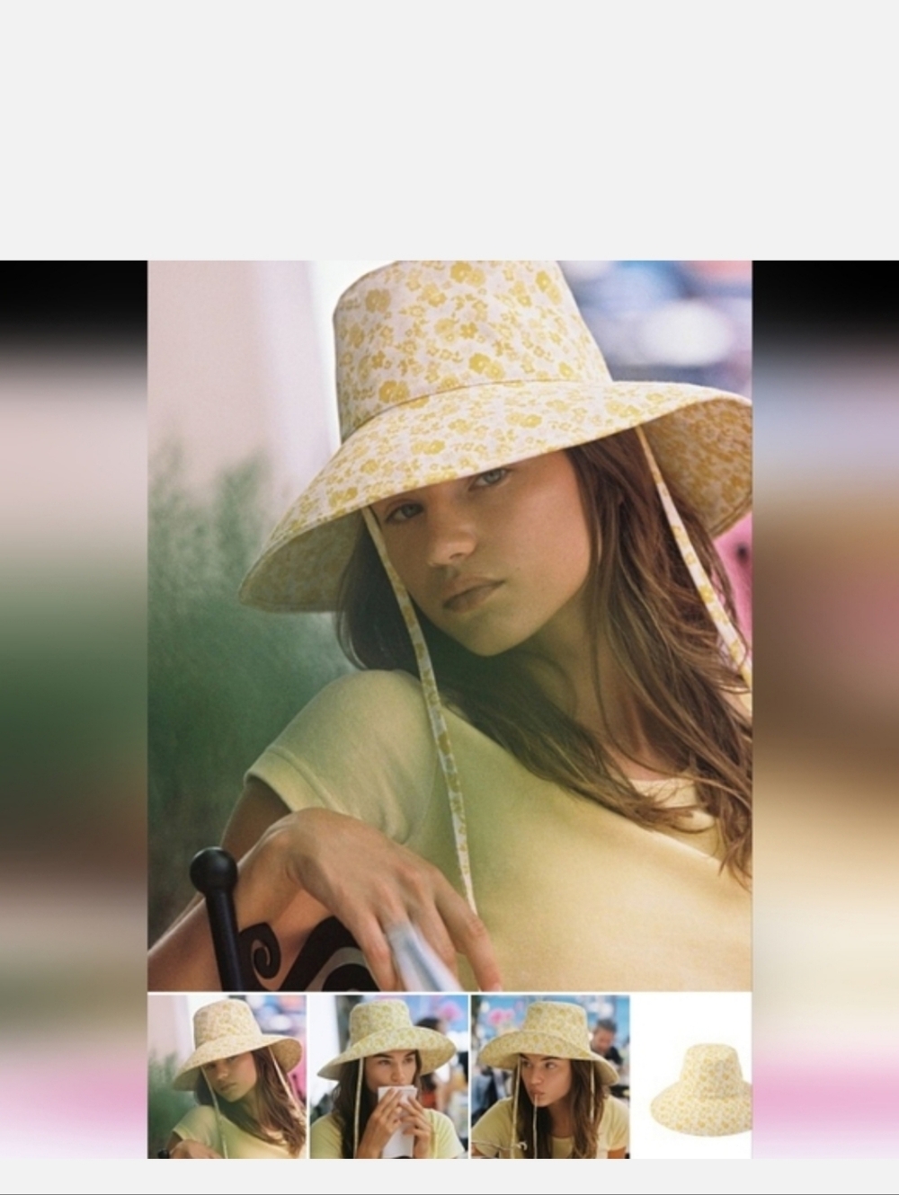 Lack Of Color Yellow Floral Tie-Back Wide Brim Sun Hat